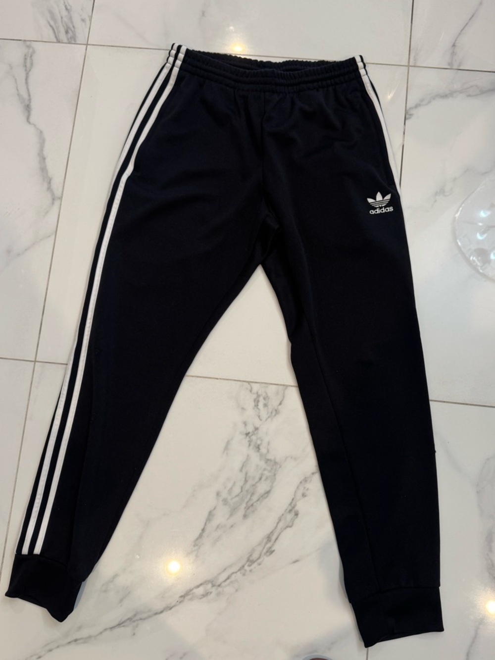 adidas Black Jogger Pants with White Three-Stripes